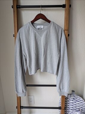 L'Academie Light Gray Cropped Sweatshirt - Size L
